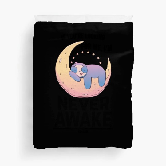 Sleeping sloth on the crescent Duvet Covers