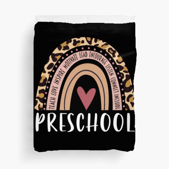 Leopard Rainbow Preschool Teacher Prek Back To Sch Duvet Covers
