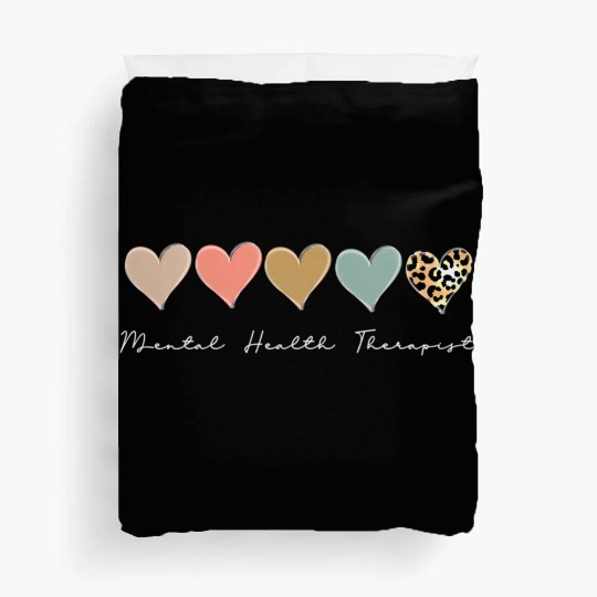 Mental Health Therapist Leopard Heart Mental Healt Duvet Covers