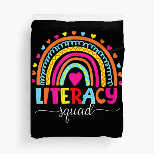 Literacy Squad Reading Teacher Rainbow Back To Sch Duvet Covers