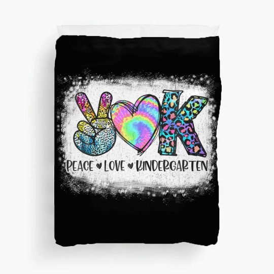 Peace Love Kindergarten Teacher Appreciation Retro Duvet Covers