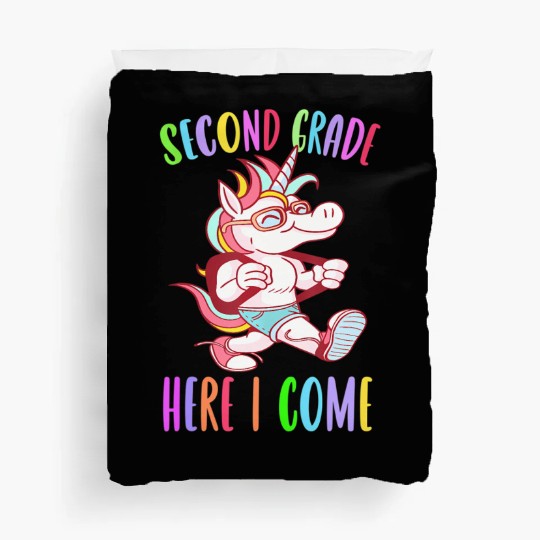 Second Grade Here I Come Unicorn Rainbow Back to S Duvet Covers