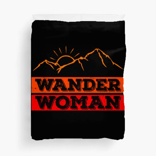 Wanderwoman Mountaineering Hiking Women Duvet Covers