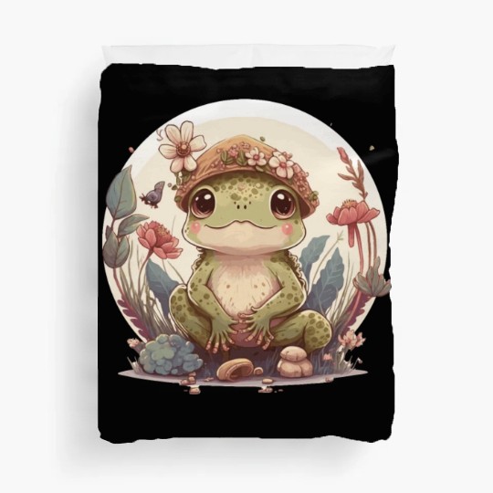 Cute Cottagecore Baby Frog Toad Frog Lovers Duvet Covers