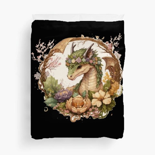 Cottagecore Dragon Cute Fantasy Anime Flower Duvet Covers