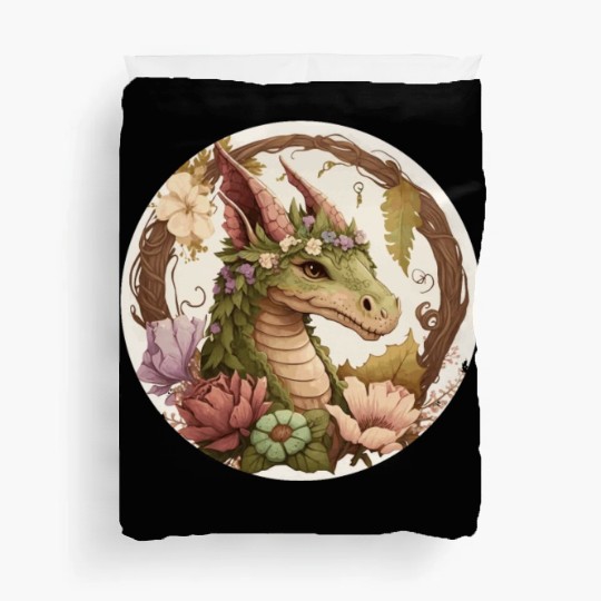 Cottagecore Dragon Cute Fantasy Anime Animal Flowe Duvet Covers