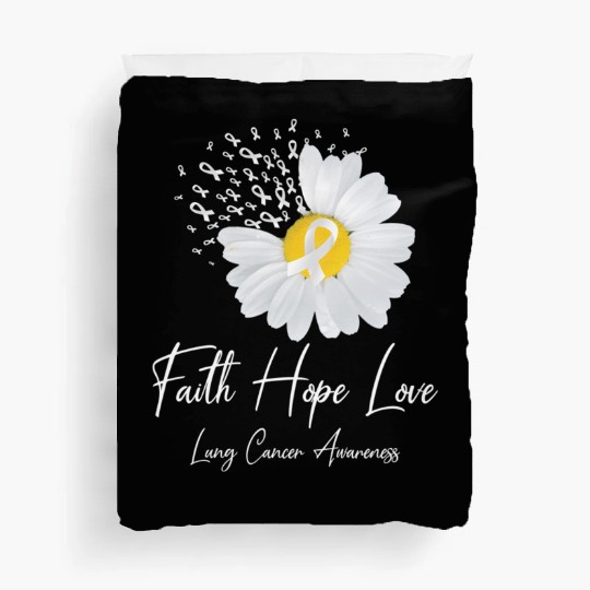 White Flower Ribbon Faith Hope Love Lung Cancer Aw Duvet Covers