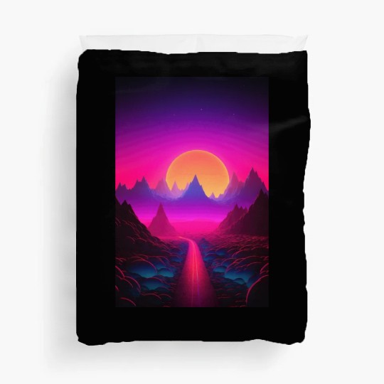 Luminous Peaks: Synthwave Serenity Duvet Covers