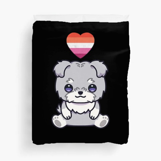 Lesbian Schnauzer Dog Lgbtq Pride Flag Anime Duvet Covers