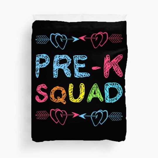 Pre - K Squad Preschool Teacher Back To School Duvet Covers
