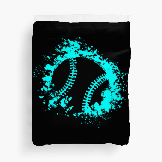 Softball Distressed Ball Teal Black Duvet Covers