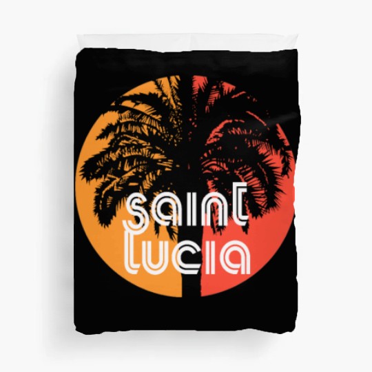 Saint Lucia Artistic Vacation Souvenir Palm Tree Duvet Covers