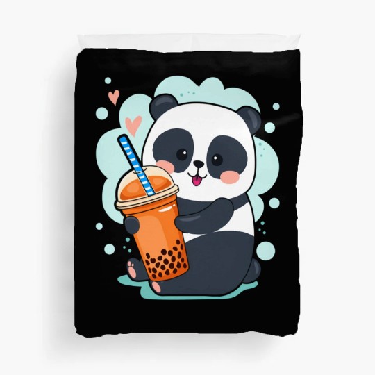 Kawaii Panda Anime Boba Drink Bubble Tea Tapioca Duvet Covers