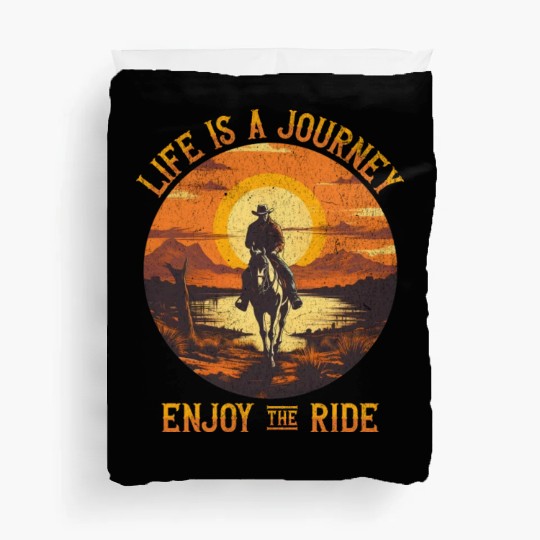 Life is a journey - retro western cowboy Duvet Covers