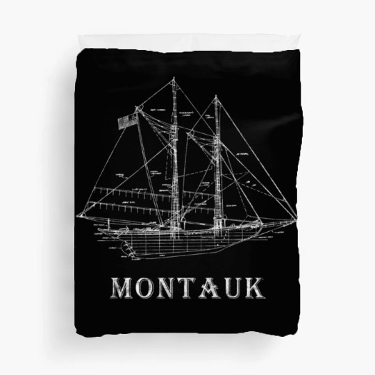 Sailboat Blueprint Montauk Ny Sailing Vacation Duvet Covers