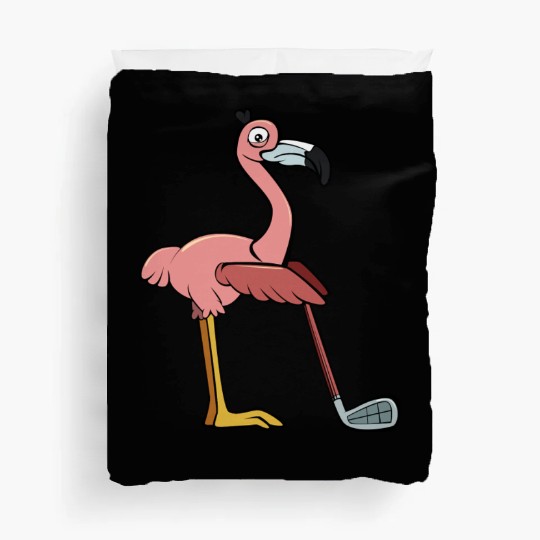 Flamingo Play Golf Pink Funny Animal Playing Golf Duvet Covers