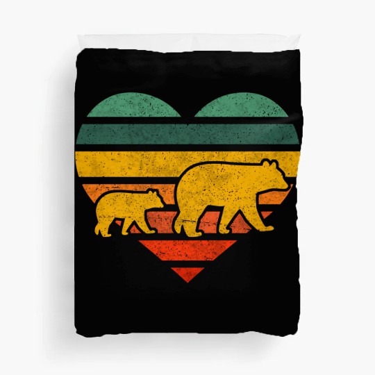 Mama Bear One Cub Heart Mothers Day Duvet Covers