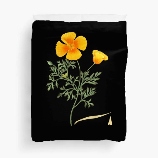 Californian Poppy Botaal Illustration Flower Duvet Covers
