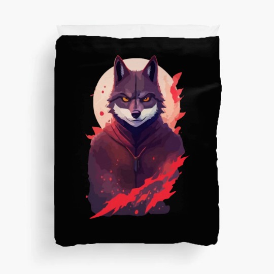 Ninja Style: The Cute Wolf Face with a Twist of Me Duvet Covers