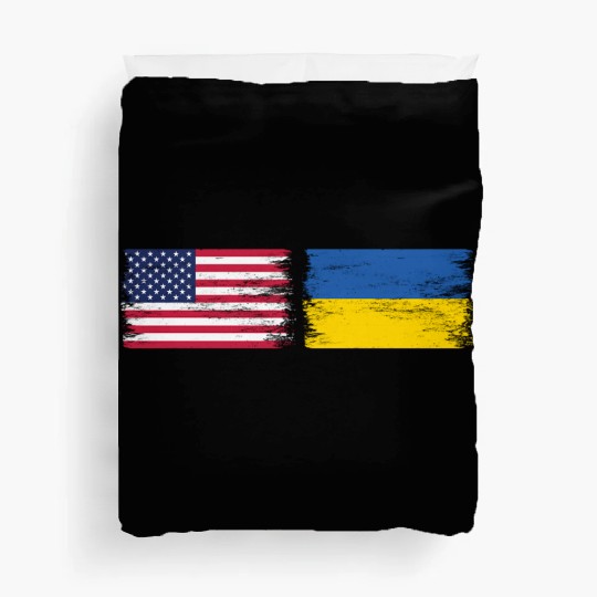Ukrainian American Flag Ukraine Usa America Roots Duvet Covers