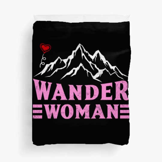 Wanderwoman Mountaineering Hiking Women Duvet Covers