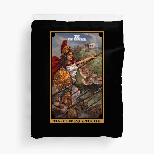 The Goddess Athena The Emperor Tarot Card Greek Duvet Covers