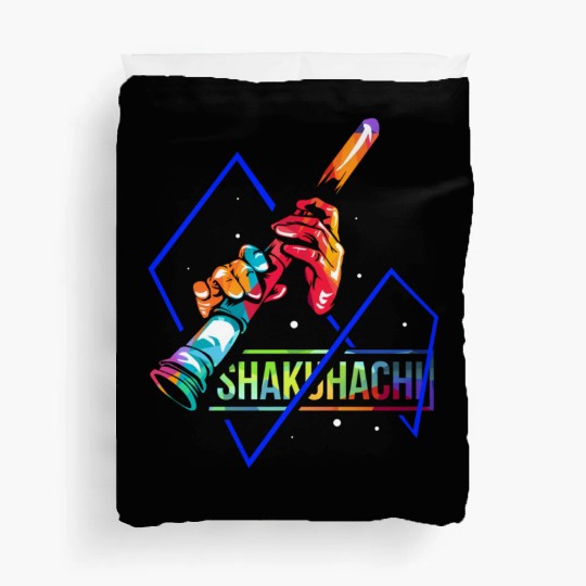 Colorful Shakuhachi Japanese Bamboo Flute Duvet Covers