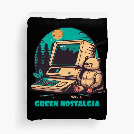 Green Nostalgia Toy Bear Nature Computer Duvet Covers