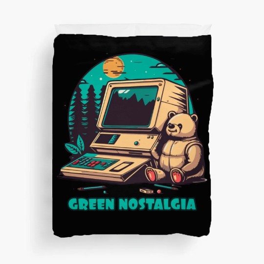 Green Nostalgia Toy Bear Nature Computer Duvet Covers