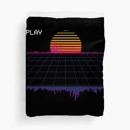 Outrun Synthwave Retrowave Wave Sunset Aesthetic Duvet Covers