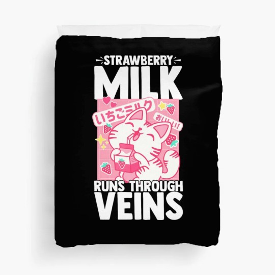 Strawberry Milk Shake Korean Vegan Japanese Drink Duvet Covers