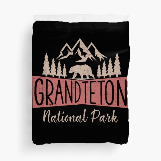Vintage Grand Teton National Park Us Mountains Duvet Covers