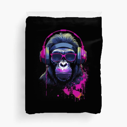 Graffiti Inspired Chimpanzee Ink & Paint Splatters Duvet Covers