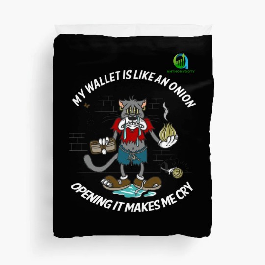 Financial Humor Duvet Covers: Crying Onion Wallet - White T