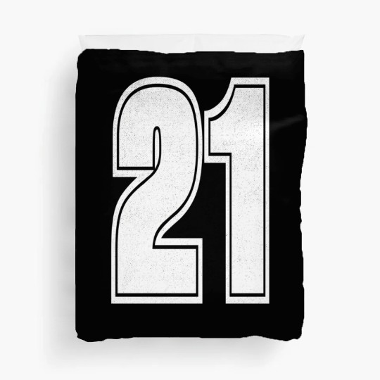 Varsity Sports Team Jersey Number 21 White Duvet Covers