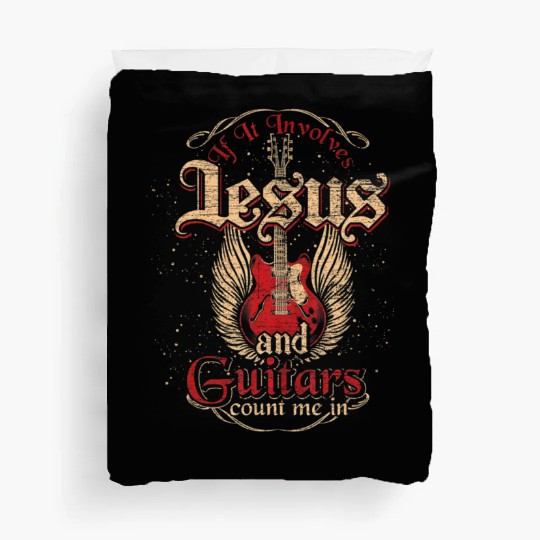Guitarist Guitar Musician Christian Music Jesus Duvet Covers
