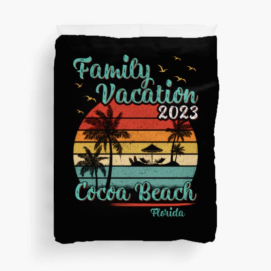 Vintage Retro Family Vacation 2023 Florida Cocoa Duvet Covers