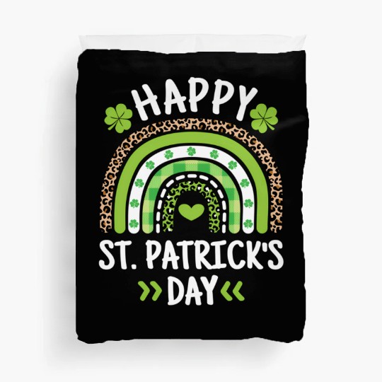 Happy St Patric Day Leopard Print Rainbow Duvet Covers