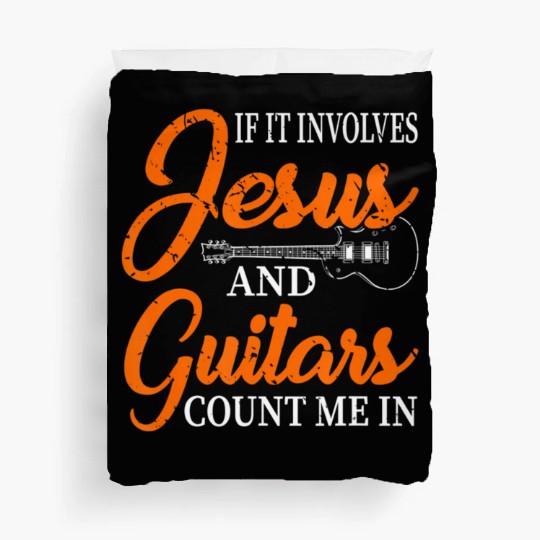 Funny Guitarist Christian Religious Guitar Player Duvet Covers