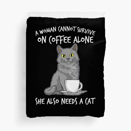 Woman Cat Lover Coffee Lover Caffeine Meow Duvet Covers