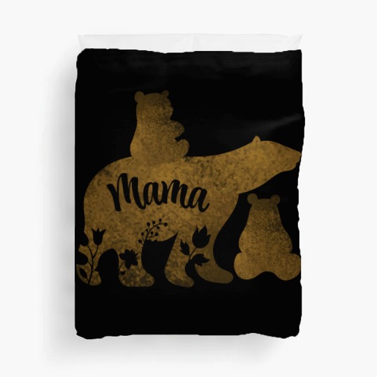 Mama Bear With 2 Cubs Mom of Two Duvet Covers