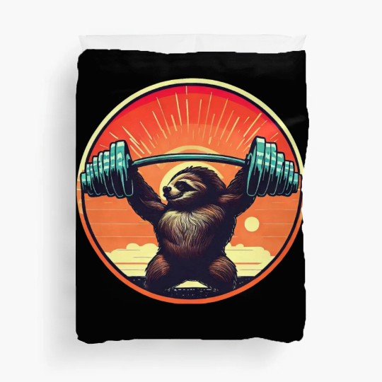 Sloth Dumbbells Fitness Sunset Duvet Covers