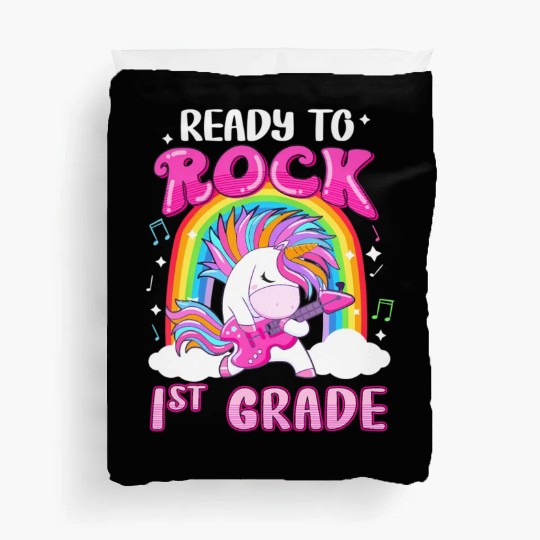 Rocking 1St Grade Electric Guitar Unicorn Rainbow Duvet Covers