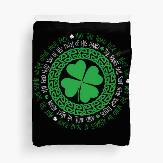 Irish Blessing Celtic Knot 4 Leaf Clover - St Duvet Covers