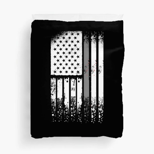 Correctional Officer - Us Flag Thin Silver Line Duvet Covers