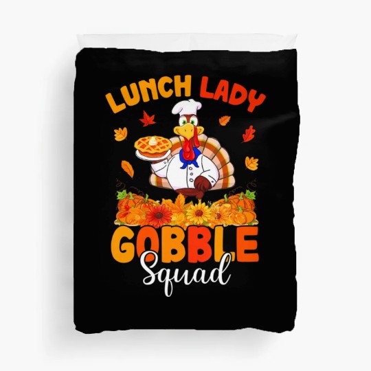 Funny Lunch Lady Autumn Turkey Gobble Happy Duvet Covers