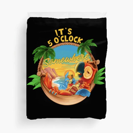 It Is 5 O'Clock Somewhere Parrot Drinking Summer Duvet Covers
