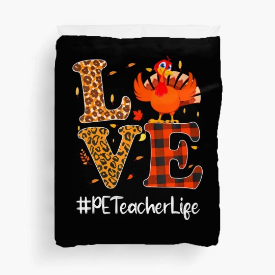 PE Teacher Love Thanksgiving Leopard Turkey Duvet Covers