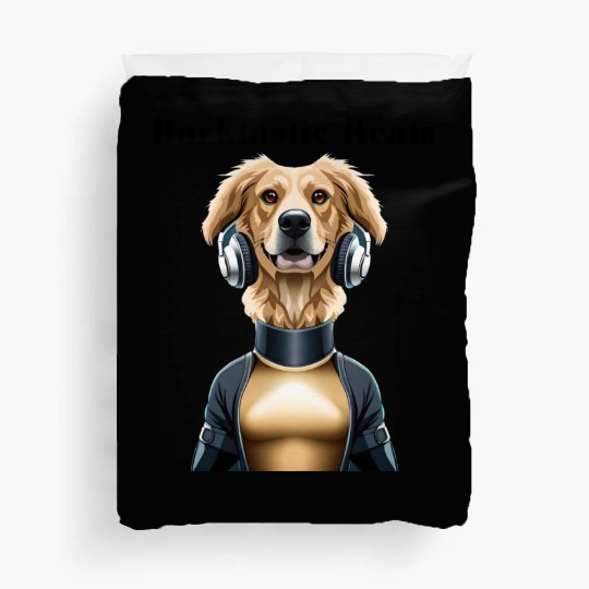 Barktastic Beats-DJ Golden Retriever and Funny Art Duvet Covers