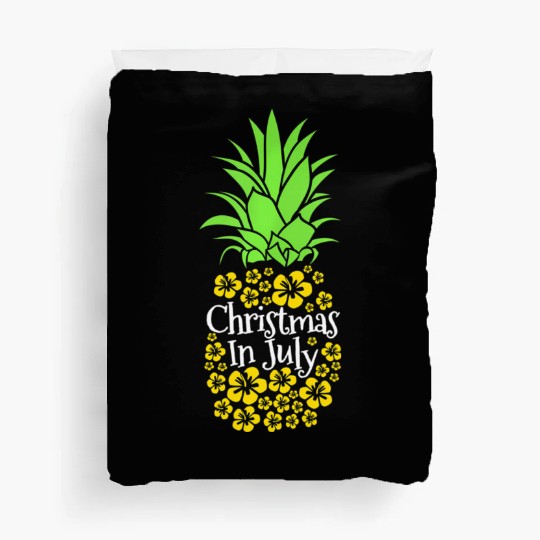 Christmas In July Funny Summer Vacation Pineapple Duvet Covers